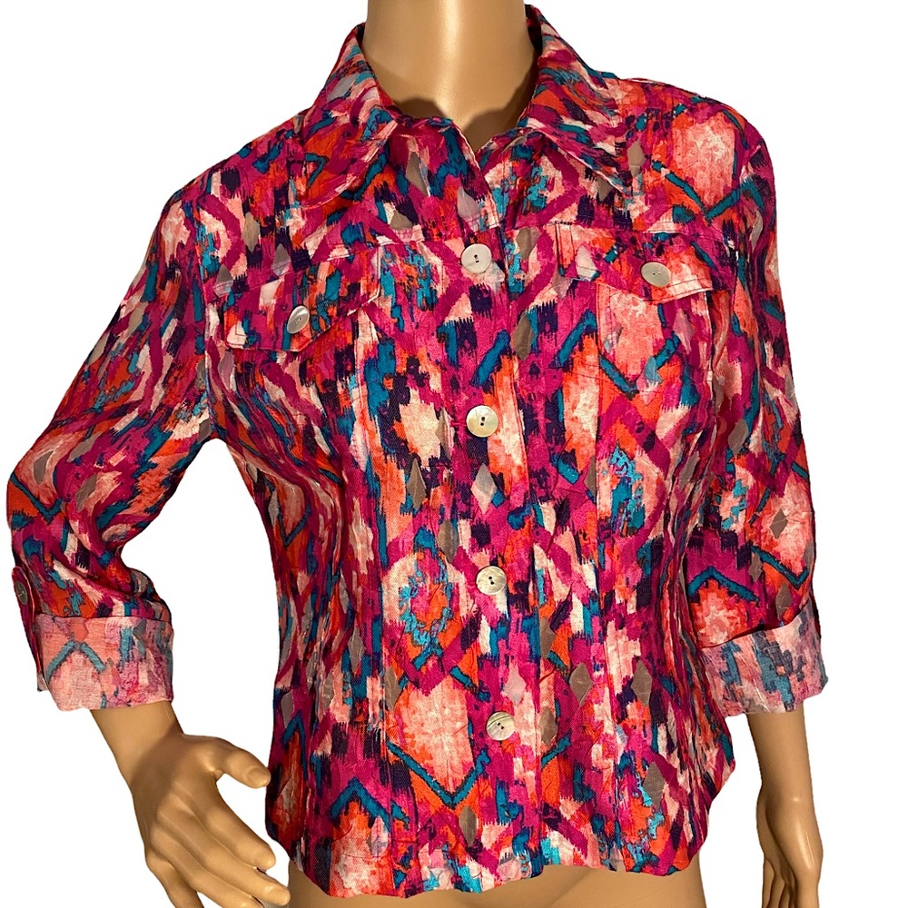 RUBY RD. FAVORITES  | LIGHTWEIGHT SOUTHWESTERN / AZTEC STYLE JACKET  SZ 10P